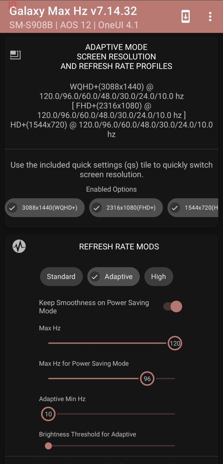 Galaxy S22/Ultraのバッテリー持ちが劇的に向上すると評判の「Galaxy Max Hz」アプリ（自己責任） スマホダイジェスト