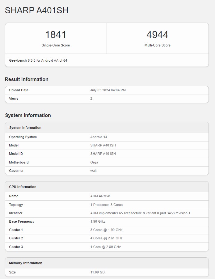 AQUOS R9 benchmark score spotted